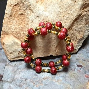 Red velvet like memory wire bracelet